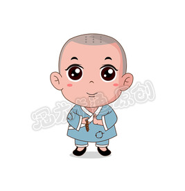 可爱开心小和尚矢量图