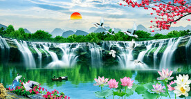 旭日东升山水画