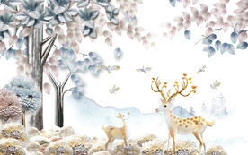 轻奢装饰画 麋鹿