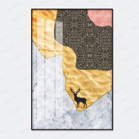 北欧抽象几何大理石金色装饰画