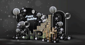 黑色系婚礼迎宾区