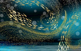 新中式轻奢抽象艺术九鱼图背景墙