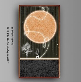 新中式抽象光影麋鹿山水装饰画