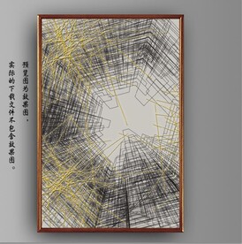 北欧风抽象金色建筑线条装饰画
