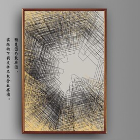 北欧风抽象金色建筑线条装饰画