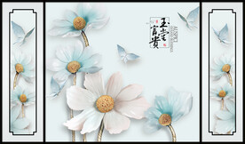 电视背景墙 玉堂富贵 兰花