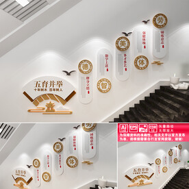 五育并举楼道文化墙