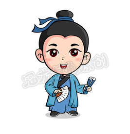 卡通手绘秀才矢量插图