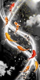 鲤鱼禅意玄关背景墙