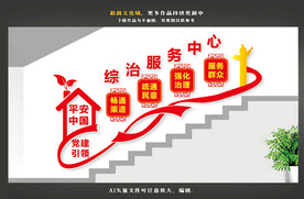 综治服务中心楼梯文化墙