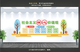 学校卡通核心价值观