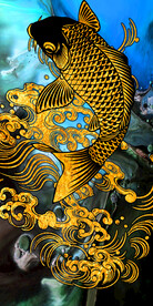 抽象金色鱼新中式玄关