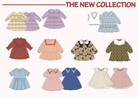 童装连衣裙矢量