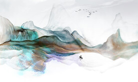 轻奢装饰画 水墨线条抽象山水画