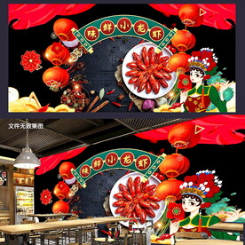 小龙虾形象背景墙