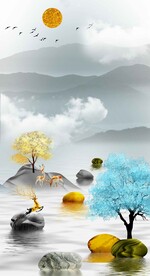 喷绘装饰画玄关隔断