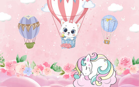 热气球独角兽背景墙