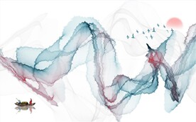 轻奢装饰画 线条抽象画 日出