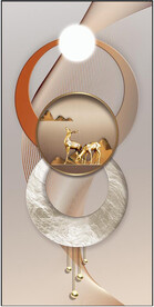 轻奢装饰画 圆环 麋鹿