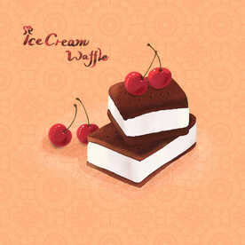 巧克力樱桃华夫冰淇淋