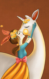 麋鹿少女卡通儿童装饰画