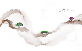 轻奢装饰画 新中式山水画 弧线