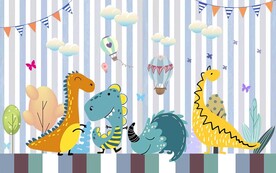 卡通可爱恐龙背景墙