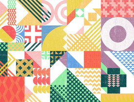 时尚抽象撞色几何图案