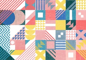 时尚抽象撞色几何图案