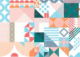 时尚抽象撞色几何图案