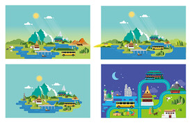 青海旅游矢量风景卡