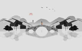 轻奢装饰画新中式江南风光石桥