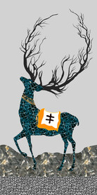 轻奢装饰画 麋鹿 大理石纹