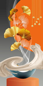 轻奢装饰画 杏叶 线条弧线