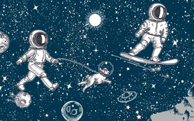 卡通星空宇航员背景墙