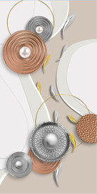 轻奢装饰画 圆圈抽象几何图金鱼