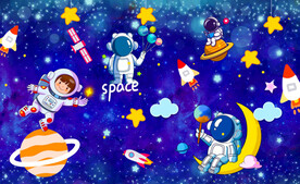 儿童宇航员背景墙