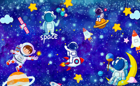 卡通宇航员背景墙