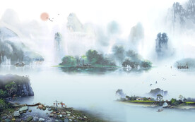 轻奢装饰画 新中式山水风景画