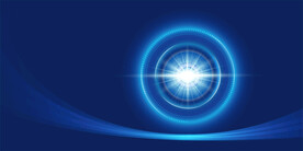 蓝色科技眼睛聚焦动感曲线背景