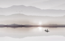 轻奢装饰画 船 新中式水墨山水