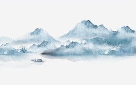 轻奢装饰画 新中式水墨山水画船