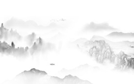 水墨山水客厅新中式背景墙