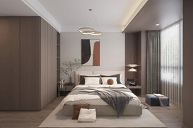 现代卧室集成墙面效果图模型