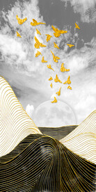 抽象创意立体金山水风景玄关