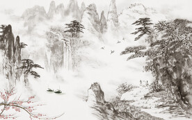 轻奢装饰画 新中式水墨山水画