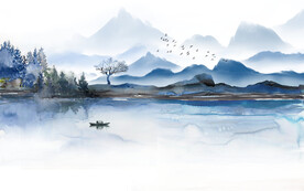 轻奢装饰画 意境水墨山水画