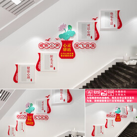 心灵驿站楼梯间文化墙