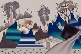 敦煌壁画285窟西魏山峦山水画