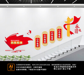 四有标准党建楼梯文化墙